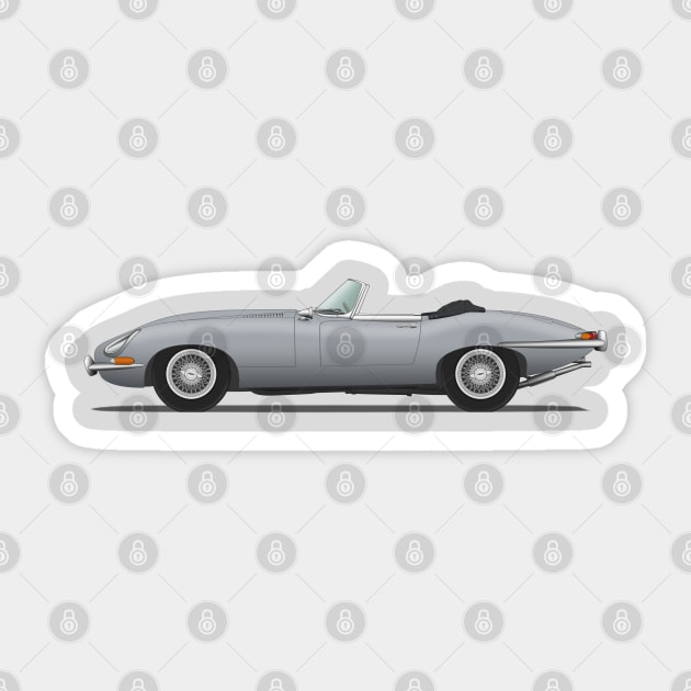 Jaguar E Type Roadster Mist Grey Sticker by SteveHClark